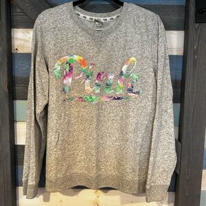PINK Victoria's Secret Gray Sweatshirt with Multicolor Logo